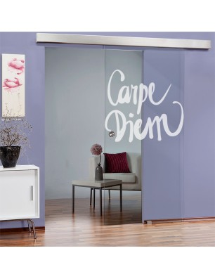 Glasschiebetür ECO-LINE Carpe Diem Gelasert Auf Klarglas