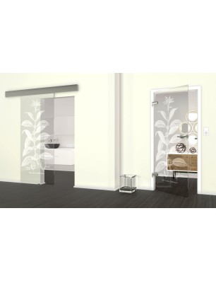 Glasschiebetür ECO-LINE Kaffeepflanze Gelasert Auf Klarglas