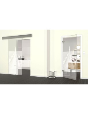 Glasschiebetür ECO-LINE Wellenbrecher Gelasert Auf Klarglas