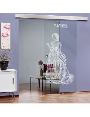 Glasschiebetür ECO-LINE Ladies Gelasert Auf Klarglas
