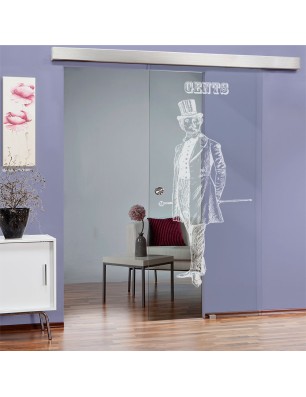 Glasschiebetür ECO-LINE Gents Gelasert Auf Klarglas