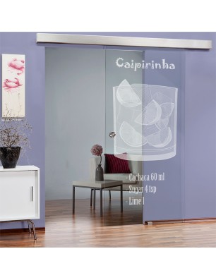 Glasschiebetür ECO-LINE Caipirinha Gelasert Auf Klarglas