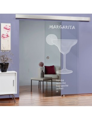 Glasschiebetür ECO-LINE Margarita Gelasert Auf Klarglas