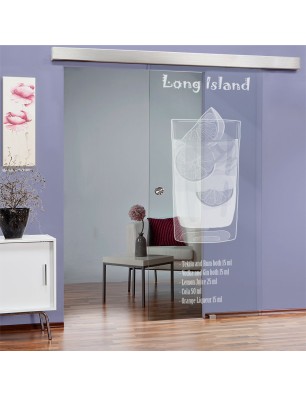 Glasschiebetür ECO-LINE Long Island Gelasert Auf Klarglas