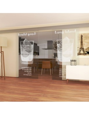 Glasschiebetür ECO-LINE Long Island Gelasert Auf Klarglas
