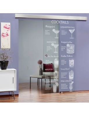 Glasschiebetür ECO-LINE Cocktails Gelasert Auf Klarglas