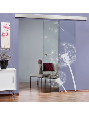 Glasschiebetür ECO-LINE Pusteblume Gelasert Auf Klarglas