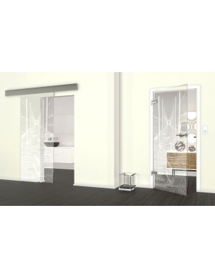 Glasschiebetür ECO-LINE Weg Gelasert Auf Klarglas