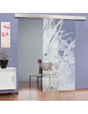 Glasschiebetür ECO-LINE Kaktusblüten Gelasert Auf Klarglas