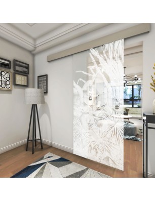 Glasschiebetür ECO-LINE Kaktusblüten Gelasert Auf Klarglas