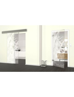 Glasschiebetür ECO-LINE Kaktusblüten Gelasert Auf Klarglas