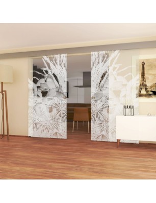 Glasschiebetür ECO-LINE Kaktusblüten Gelasert Auf Klarglas