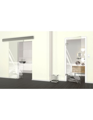 Glasschiebetür ECO-LINE Boot 3 Gelasert Auf Klarglas