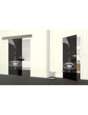 Glasschiebetür ECO-LINE Tropfen II Gelasert Auf Grauglas