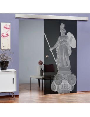 Glasschiebetür ECO-LINE Athena Gelasert Auf Grauglas