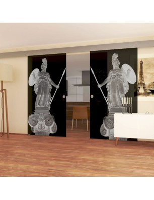 Glasschiebetür ECO-LINE Athena Gelasert Auf Grauglas