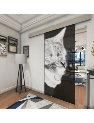 Glasschiebetür ECO-LINE Wolf Gelasert Auf Grauglas