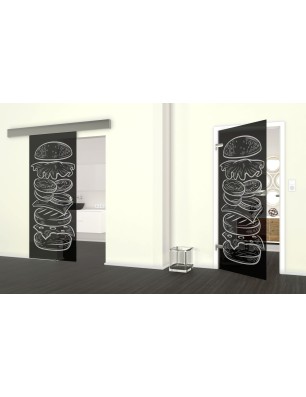 Glasschiebetür ECO-LINE Hamburger Gelasert Auf Grauglas
