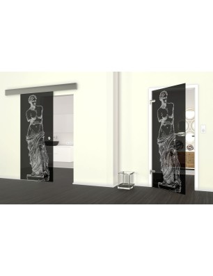 Glasschiebetür ECO-LINE Venus Gelasert Auf Grauglas