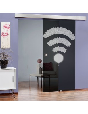 Glasschiebetür ECO-LINE Kaffee - Wifi Gelasert Auf Grauglas