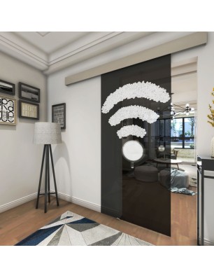 Glasschiebetür ECO-LINE Kaffee - Wifi Gelasert Auf Grauglas