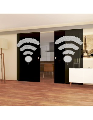 Glasschiebetür ECO-LINE Kaffee - Wifi Gelasert Auf Grauglas