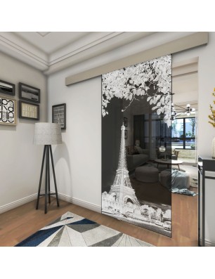 Glasschiebetür ECO-LINE Eifelturm 2 Gelasert Auf Grauglas