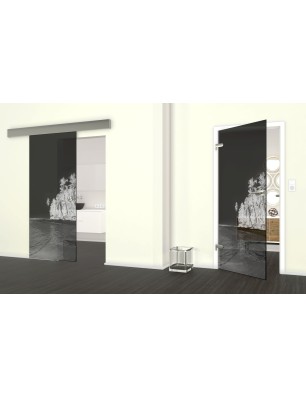 Glasschiebetür ECO-LINE Klippe Gelasert Auf Grauglas