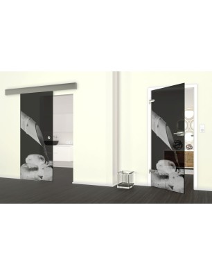 Glasschiebetür ECO-LINE Wellness  Gelasert Auf Grauglas