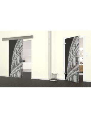 Glasschiebetür ECO-LINE Kolosseum Gelasert Auf Grauglas