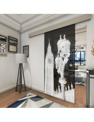Glasschiebetür ECO-LINE Big Ben Gelasert Auf Grauglas