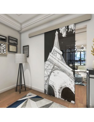 Glasschiebetür ECO-LINE Eifelturm 3 Gelasert Auf Grauglas