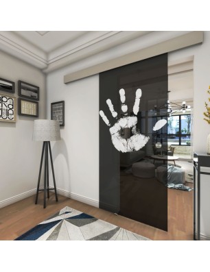 Glasschiebetür ECO-LINE Hand Gelasert Auf Grauglas