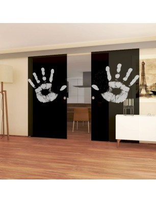 Glasschiebetür ECO-LINE Hand Gelasert Auf Grauglas