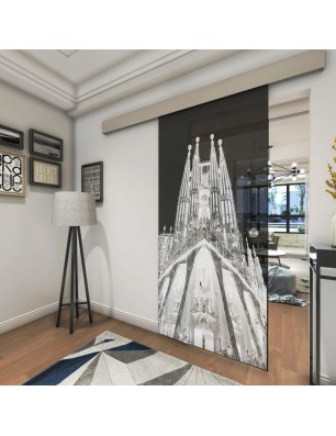 Glasschiebetür ECO-LINE Barcelona Gelasert Auf Grauglas