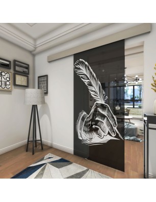 Glasschiebetür ECO-LINE Sign Gelasert Auf Grauglas