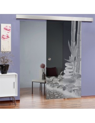 Glasschiebetür ECO-LINE Wellness 4 Gelasert Auf Grauglas