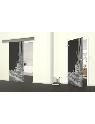 Glasschiebetür ECO-LINE Wellness 4 Gelasert Auf Grauglas