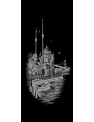 Glasschiebetür ECO-LINE Istanbul Gelasert Auf Grauglas