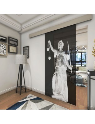 Glasschiebetür ECO-LINE Justitia Gelasert Auf Grauglas