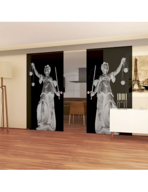 Glasschiebetür ECO-LINE Justitia Gelasert Auf Grauglas