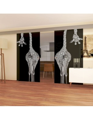 Glasschiebetür ECO-LINE Giraffenhals Gelasert Auf Grauglas