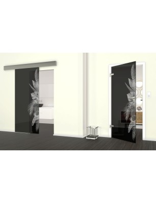 Glasschiebetür ECO-LINE Tropical I Gelasert Auf Grauglas