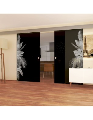 Glasschiebetür ECO-LINE Tropical I Gelasert Auf Grauglas