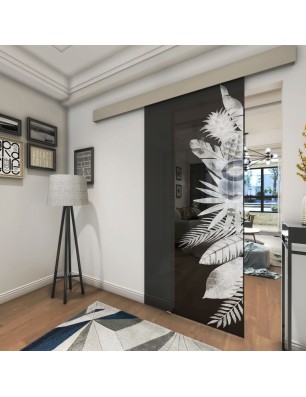 Glasschiebetür ECO-LINE Tropical II Gelasert Auf Grauglas