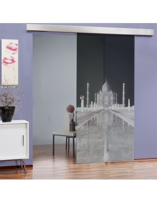 Glasschiebetür ECO-LINE Tac Mahal Gelasert Auf Grauglas