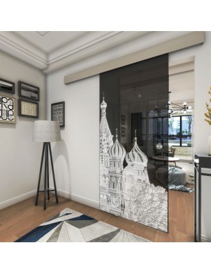 Glasschiebetür ECO-LINE Moskau Gelasert Auf Grauglas