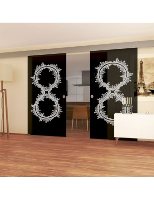 Glasschiebetür ECO-LINE Forever Gelasert Auf Grauglas