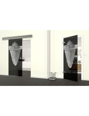 Glasschiebetür ECO-LINE Eisberg Gelasert Auf Grauglas