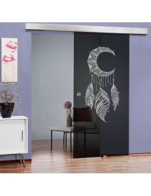 Glasschiebetür ECO-LINE Dreamcatcher Gelasert Auf Grauglas